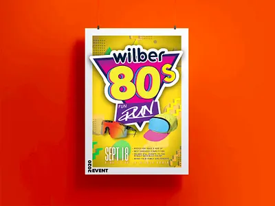 2020 80s Fun Run Poster event mockup poster race running