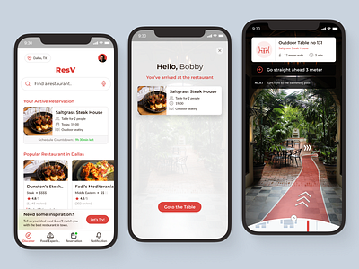 ResV - AR Restaurant Experiences app ar augmented reality booking clean company concept design system flow fnb food and beverage ideation mobile app mobile app design modern product design reservation restaurant solution table