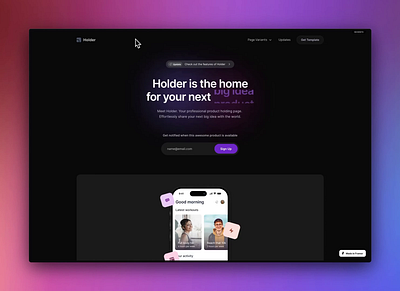 New Framer Template ⚡️ framer landing page no code product promo sign up template website