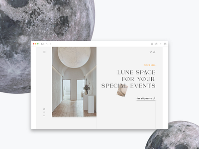Lune event space UI concept aestethic ecommerce website event spave beauty graphic design landing luxury premium ui inspiration behance dribbble