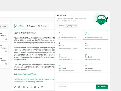 Postdrips - AI Writer ai chatgpt dashboard linkedin product design saas ui ux