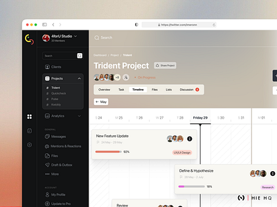 Project Managment Dashboard - Project Timeline black and white clean design dashboard gradient management dashboard minimal minimalistic neutral colors project project management timeline timeline dashboard ui design ux design