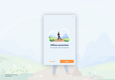 UI Challenge _ 11. Flash message 11 challenge connection design desktop enjoy flash flash message illustration information interface message mobile modal montains nature path researcher ui ux