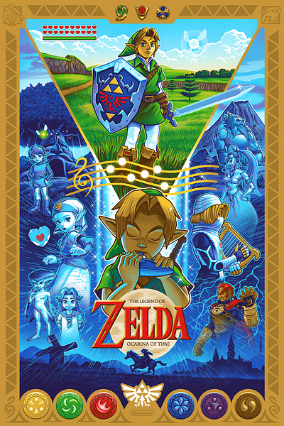 LEGEND OF ZELDA Ocarina of Time - Illustrated Poster fanart illustration poster video game poster