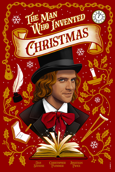 THE MAN WHO INVENTED CHRISTMAS - Illustrated Movie Poster fanart illustration movie poster poster
