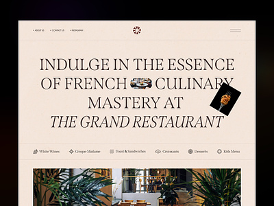 Grand Restaurant clean clean design figma food french grand graphic design home page landing restaurant ui uiux ux web web design