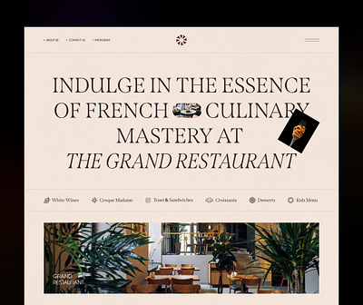 Grand Restaurant clean clean design figma food french grand graphic design home page landing restaurant ui uiux ux web web design