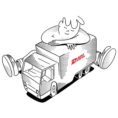 DHL character illustration minimal
