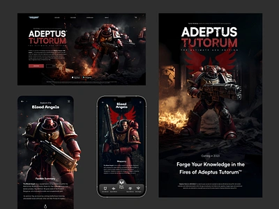 Warhammer 40k "Adeptus Tutorum" Learning App UI & Art Direction app design app ui branding generative ai landingpage midjourney midjourney ai product design ui user experience user interface uxui visual design warhammer warhammer 40k web ui webdesign