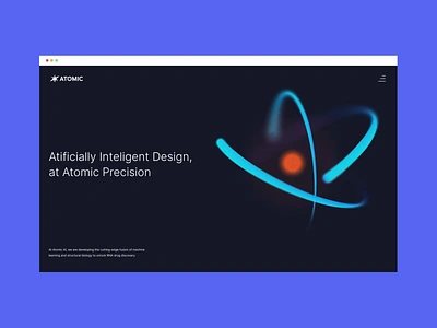 Atomic ai animation artificial inteligence atom branding design illustration landing page logo motion desing motion graphics product design rna texture ui ux uxui web design website