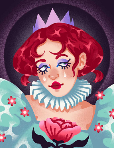 Queen of clowns character cute illustration portrait procreate texture