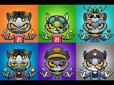 Bozzcatz cartoon character character design digital art drawing illustration mascot nft