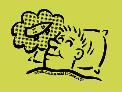 Skate Dreams artist for hire branding cartoon commissions dream for hire illustration logo skateboard skateboarding sleep sleeping