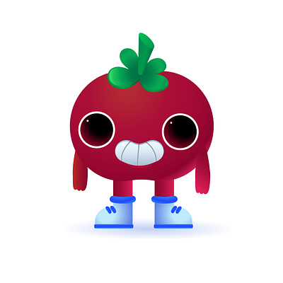 cute tomato cartoon character game graphic design illustration red tomato vegetable