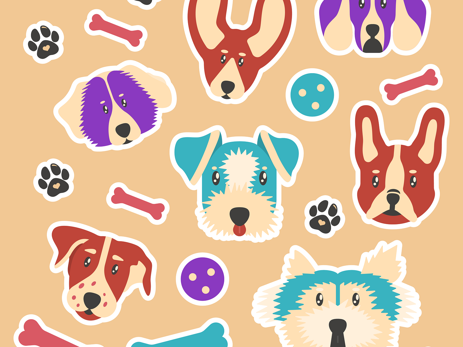 🐶 Collection of colorful dogs stickers 🐶 by Arina Kirillova on Dribbble