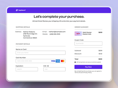 DailyUi Challenge 002: Credit Card Checkout Page Design dailyui figma ui designer uidesign webdesign webdesigner