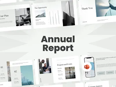 Opal Blue White Simple and Modern Presentation Annual Report annual report business charts minimal powerpoint ppt presentation template slides