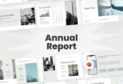 Opal Blue White Simple and Modern Presentation Annual Report annual report business charts minimal powerpoint ppt presentation template slides