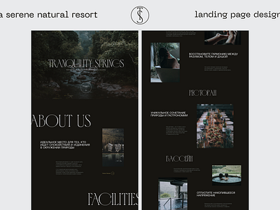 Tranquilty Springs | Hotel Landing Page accomodation black theme booking concept earthy landing page luxury minimal nature resort typography ui design uxui design vacation web design