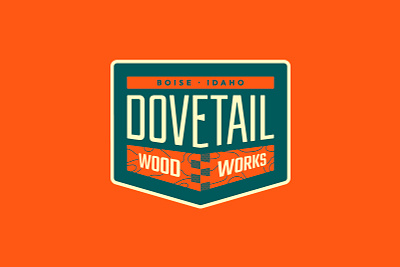 Dovetail Woodworks badge branding logo minimal texture typography wood