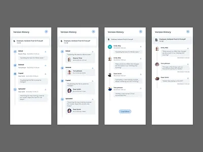 Versioning Concepts avatar delete drawer edit file management files people status timeline ui update versioning