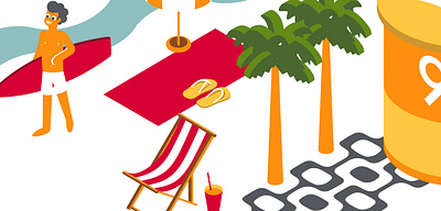Illustration for ad-tech company Criteo advertising beach illustration rio de janeiro tech