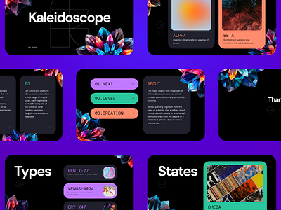 Kaleidoscope x Pitch app brand brand design branding design figma graphic design icon logo pitch playoff presentation slides template tool web web design