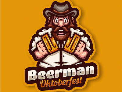 Beer Man Mascot Logo Design beer branding brewering character design graphic design illustration logo octoberfest vector