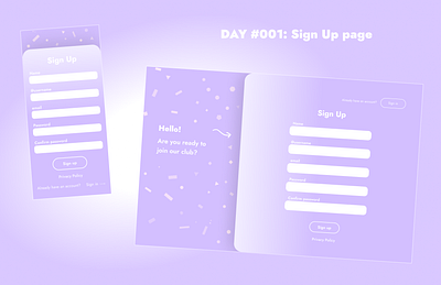 Daily UI Challenge. Day #001: Sign Up Page app dailyui design figma graphic design ui