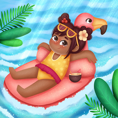 Tropical summer book illustration brand character character design children childrens book illustration logo