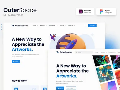 OuterSpace - Minimalist NFT Marketplace Website UI app landing landing page landingpage mobile app nft ui ui design ui ux uidesign uiux uiuxdesign user user experience ux uxdesign uxui web webdesign website
