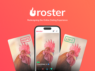 Roster: Redesigning the Online Dating Experience 🔥 bumble case study casestudy chicken dating dating app design process figma hinge love product design prototype relationship research roster tinder ui user experience research ux ux research