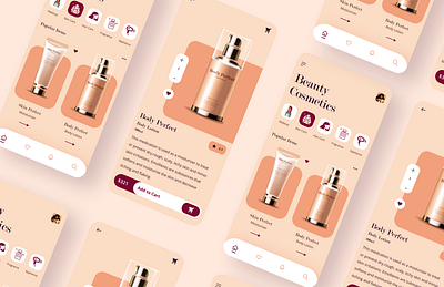 Beauty Cosmetic Mobile app Ui app beauty app branding design figma graphic design home page icon illustration interface design mobile app navigation bar typography ui uiux ux design