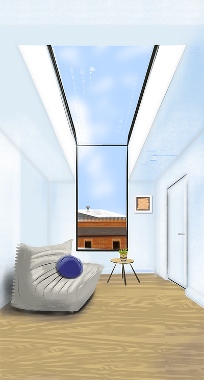 Tall Window armchair canvas illustration interior design