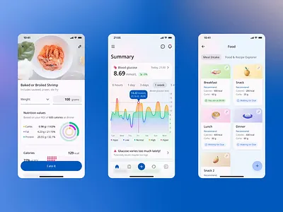 Healthcare App appdesign design diabetesapp diabetescare diabetessupport digitalhealth graph healthandwellness healthappdesign healthcare healthcaredesign healthcaretechnology mobileapplication nutrition personalhealth typography ui