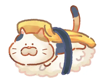 Mochitamasan ride tamagosushi adrable animal art cat cute cute art cute illustration design illustration kawaii watercolor