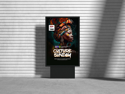 African Culture Sunday poster africa african black branding colours culture design flyer font graphic design illustration lady minimal texture typography vector woman