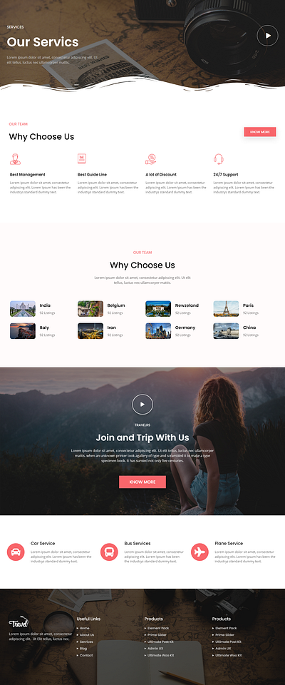 WordPress travel landing page blog customization design ecommerce elementor website design wordpress