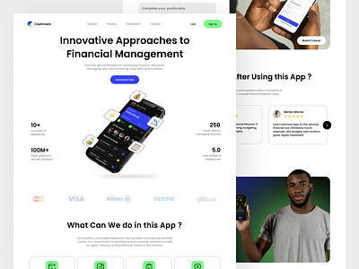 Cashmere - Finance Landing Page banking credit card design finance financial landing page management money payment transaction ui wallet web app