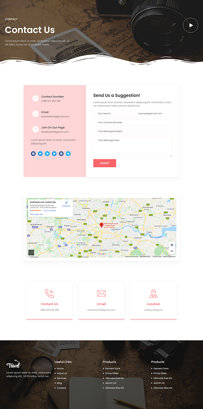 Travel-Contact Page blog customization design ecommerce elementor website design wordpress