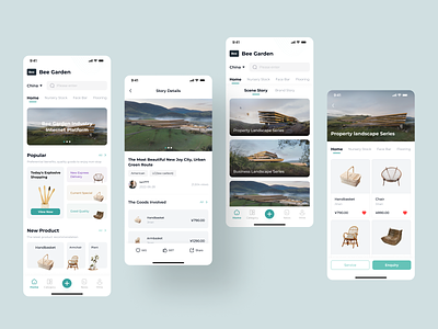 Bee Garden App design e commerce green mobile ui