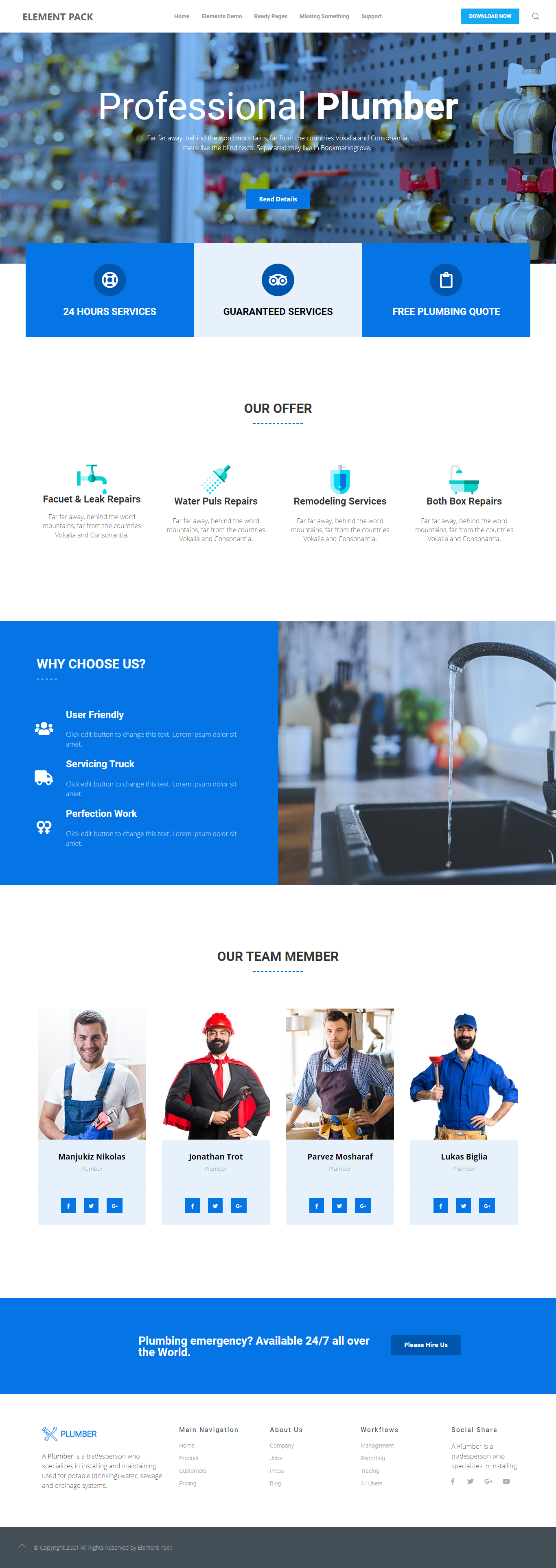 Plumber Template 3 blog customization design ecommerce elementor website design wordpress