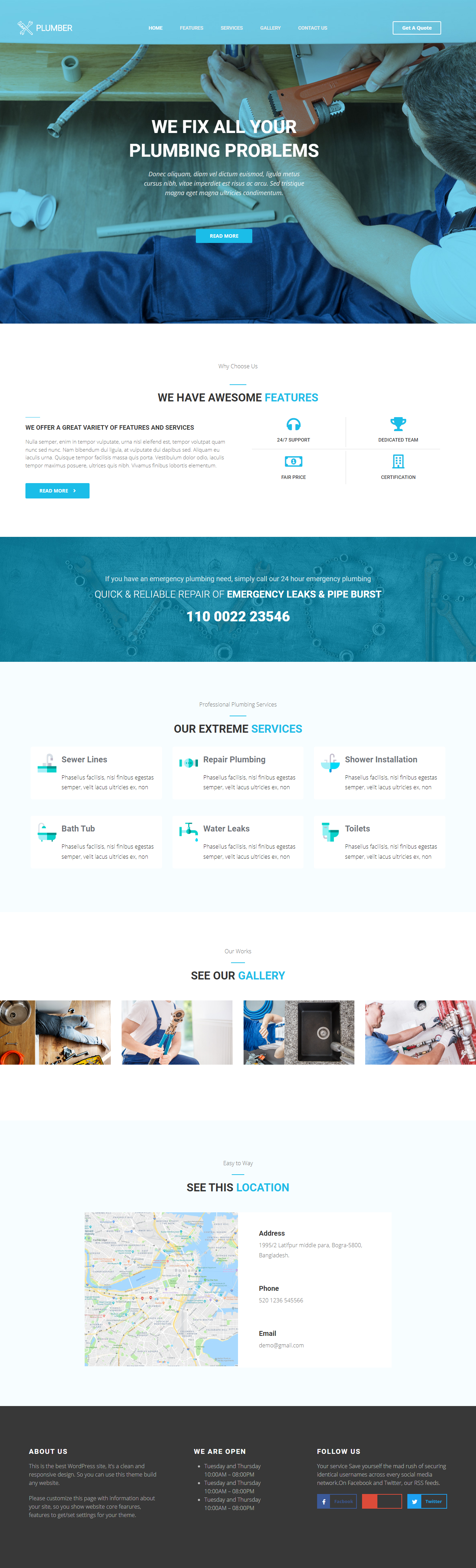 Plumber Template 4 blog customization design ecommerce elementor website design wordpress