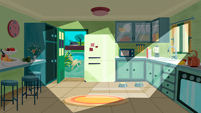 Scenario for Animation - Kitchen animation design illustration