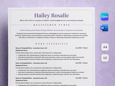 Nurse ATS Resume Template and Cover Letter animation apple pages ats nurse resume ats resume canva canva resume cv design inspiration editable google docs graphic design lebenslauf modern resume motion graphics nurse cv professional resume resume resume design resume template resume word