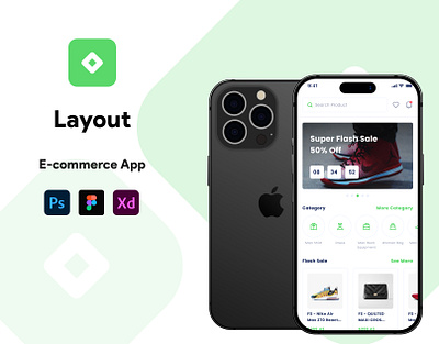 Layout (E-Commerce App) app application appui design graphic design landing page mobile app ui uiux ux