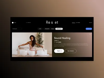 Meditation | Wellness Platform app black branding coach dark mode design gradient health meditation mobile ui ux web design wellness yoga