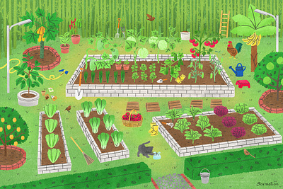 Mama's Garden art cartoon digital art digital drawing digital illustration drawing fruit garden gardening green illustration jormation procreate vegetable veggies イラスト