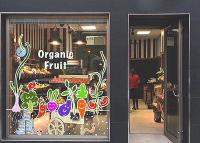 Organic fruit doodle doodleart fruit fruitshop organic organicfruit shopwindow vegetables vegetableshop visualidentity