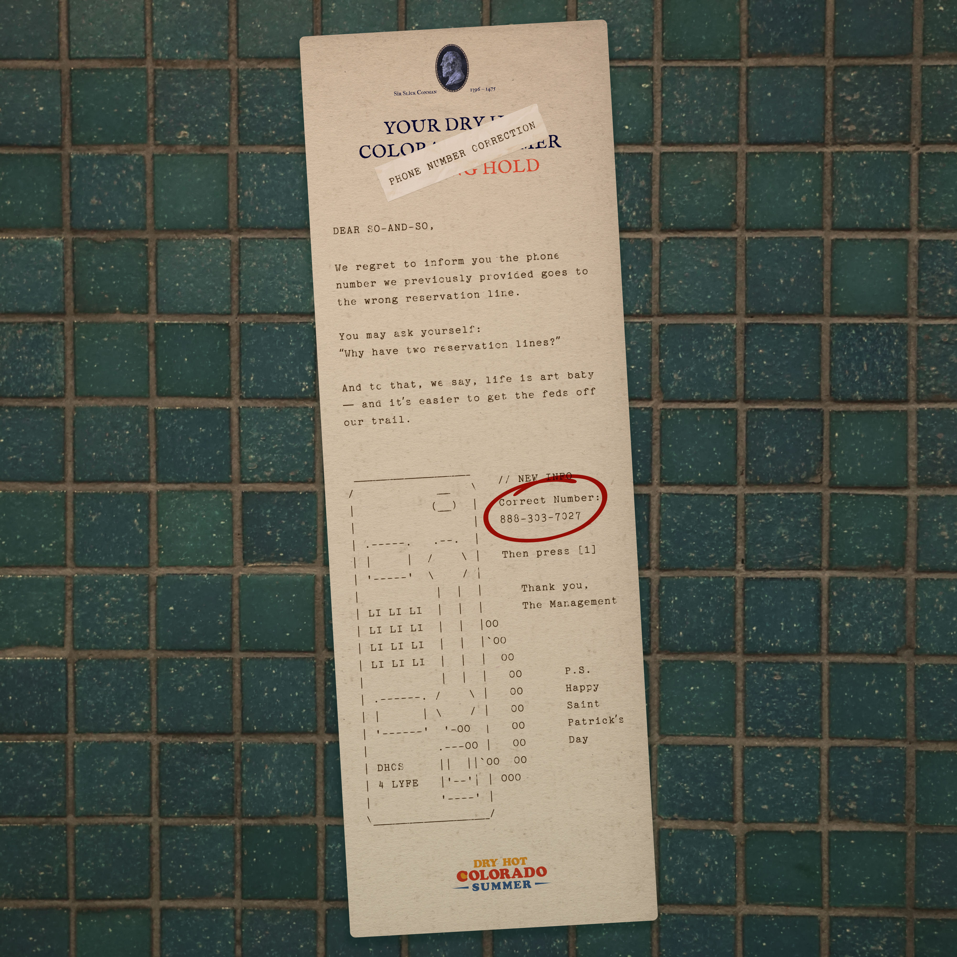 Phone Number Correction — Dry Hot Colorado Summer copywriting figma graphic design